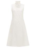 Matchesfashion.com The Row - Virginia Funnel Neck Silk Organza Midi Dress - Womens - White