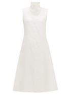 Matchesfashion.com The Row - Virginia Funnel Neck Silk Organza Midi Dress - Womens - White