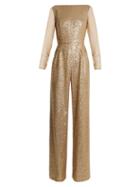 Matchesfashion.com Azzaro - Anja Sequin Embellished Jumpsuit - Womens - Gold