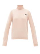 Matchesfashion.com Rochas - Logo Appliqu Roll Neck Cashmere Sweater - Womens - Light Pink