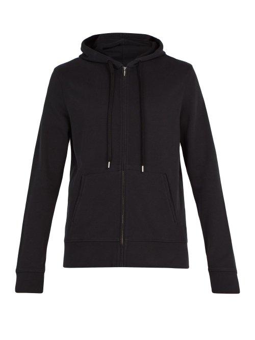 Matchesfashion.com Frescobol Carioca - Zip Through Cotton Blend Hooded Sweatshirt - Mens - Black