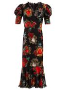 Matchesfashion.com Dolce & Gabbana - Secret Hearts Print Crepe Dress - Womens - Black Multi
