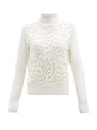 Matchesfashion.com Chlo - Roll-neck Floral Cotton-blend Lace Sweater - Womens - Ivory