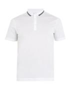 Dan Ward Striped-collar Cotton-jersey Polo Shirt