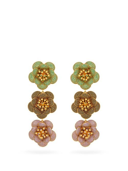 Matchesfashion.com Begum Khan - Shalimar 24kt Gold-plated Clip Earrings - Womens - Multi