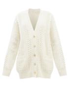 Chlo - Cabled Wool-blend Longline Cardigan - Womens - Cream