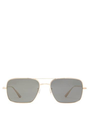 Matchesfashion.com Oliver Peoples - X The Row Victory Square Titanium Sunglasses - Mens - Gold