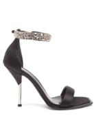 Alexander Mcqueen - Crystal-strap Satin Stiletto Sandals - Womens - Black