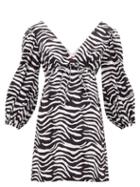 Matchesfashion.com Staud - Keshi Zebra-print Cotton-blend Mini Dress - Womens - Black White