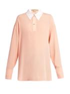 Stella Mccartney Contrast Collar Silk-crepe Blouse