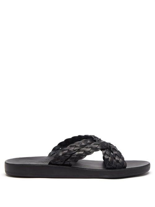Ancient Greek Sandals - Kritonas Braided-strap Leather Sandals - Mens - Black
