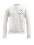 Matchesfashion.com Moncler - Logo-print Cotton-jersey Sweatshirt - Mens - Light Grey