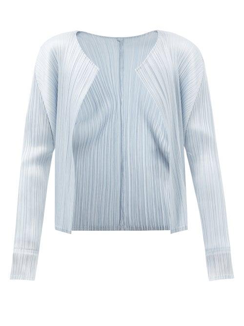 Pleats Please Issey Miyake - Technical-pleated Cardigan - Womens - Light Grey