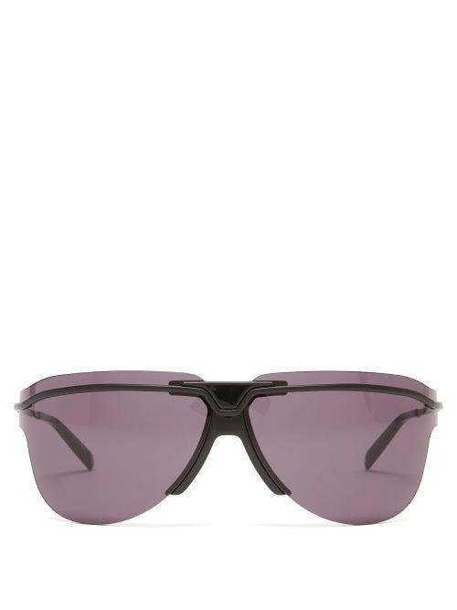 Matchesfashion.com Givenchy - Rimless Aviator Metal Sunglasses - Mens - Black