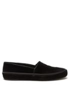 Mulo - Velvet And Leather Slippers - Mens - Black