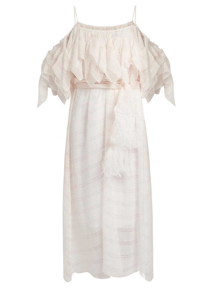 No. 21 Off-the-shoulder Ruffled Chiffon Midi Dress