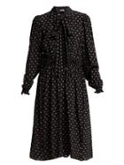 Matchesfashion.com Balenciaga - Reverence Bb Print Tie Neck Silk Dress - Womens - Black Print
