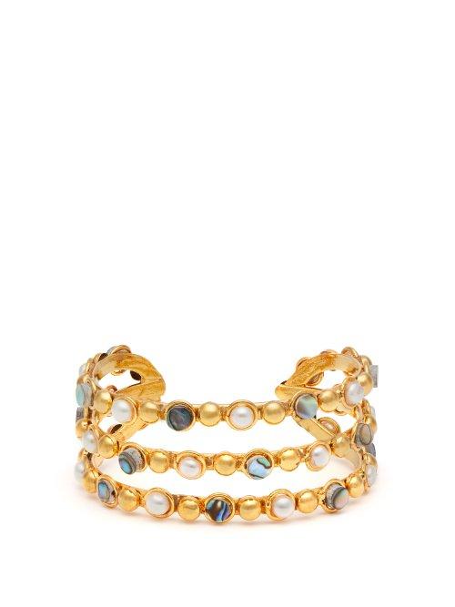 Matchesfashion.com Sylvia Toledano - Stone Embellished Open Cuff - Womens - Blue