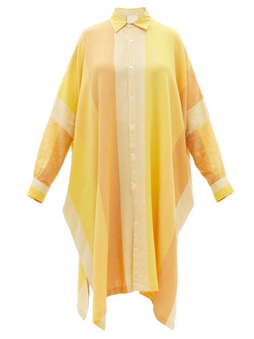 Ladies Beachwear Marrakshi Life - Striped Cotton Shirt Dress - Womens - Yellow Stripe