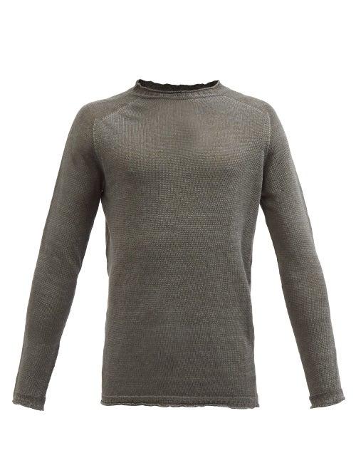 120 Lino 120% Lino - Raglan-sleeve Linen Sweater - Mens - Grey