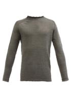 120 Lino 120% Lino - Raglan-sleeve Linen Sweater - Mens - Grey