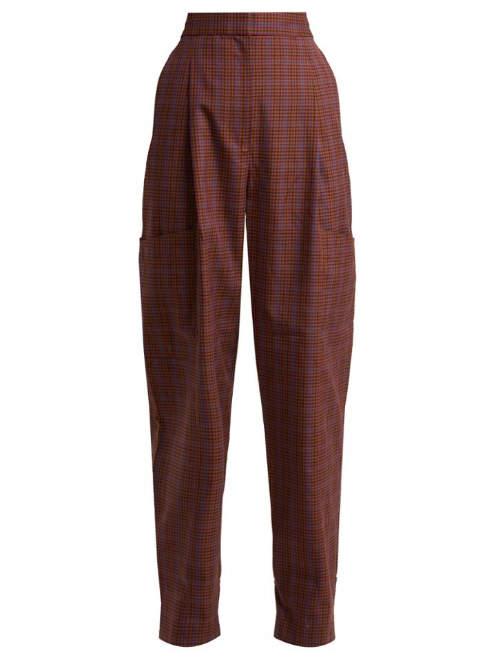 Tibi Checked Twill Tapered Trousers