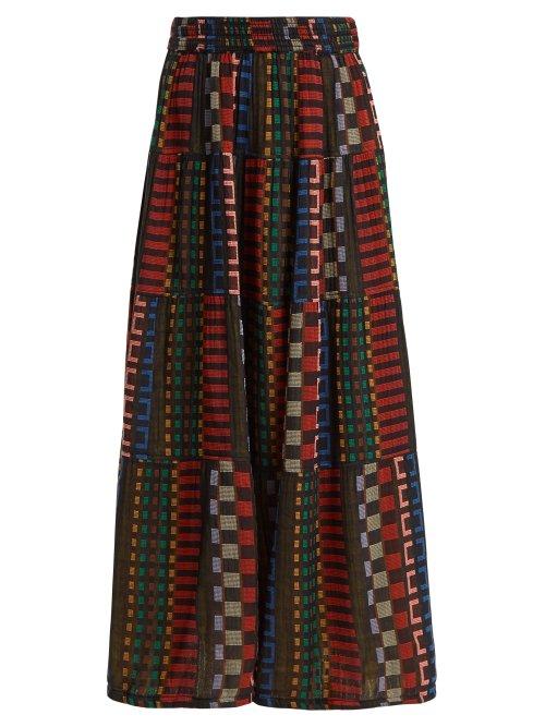 Matchesfashion.com Ace & Jig - Panelled Cotton Blend Skirt - Womens - Black Multi