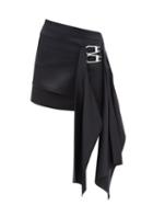 Ladies Rtw The Attico - Draped Buckle Wool-blend Mini Skirt - Womens - Black