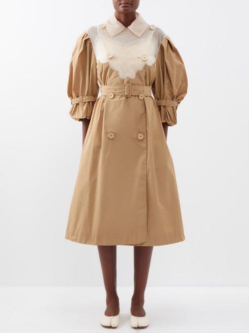 Simone Rocha - Tulle-insert Nylon Trench Coat - Womens - Beige
