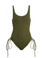 Matchesfashion.com Melissa Odabash - Cuba Lace Side Scoop Neck Swimsuit - Womens - Khaki