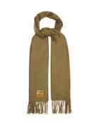 Loewe - Anagram-embroidered Fringed Cashmere Scarf - Mens - Khaki