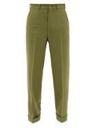 Matchesfashion.com Gucci - Speckled Wide-leg Wool-blend Trousers - Mens - Green