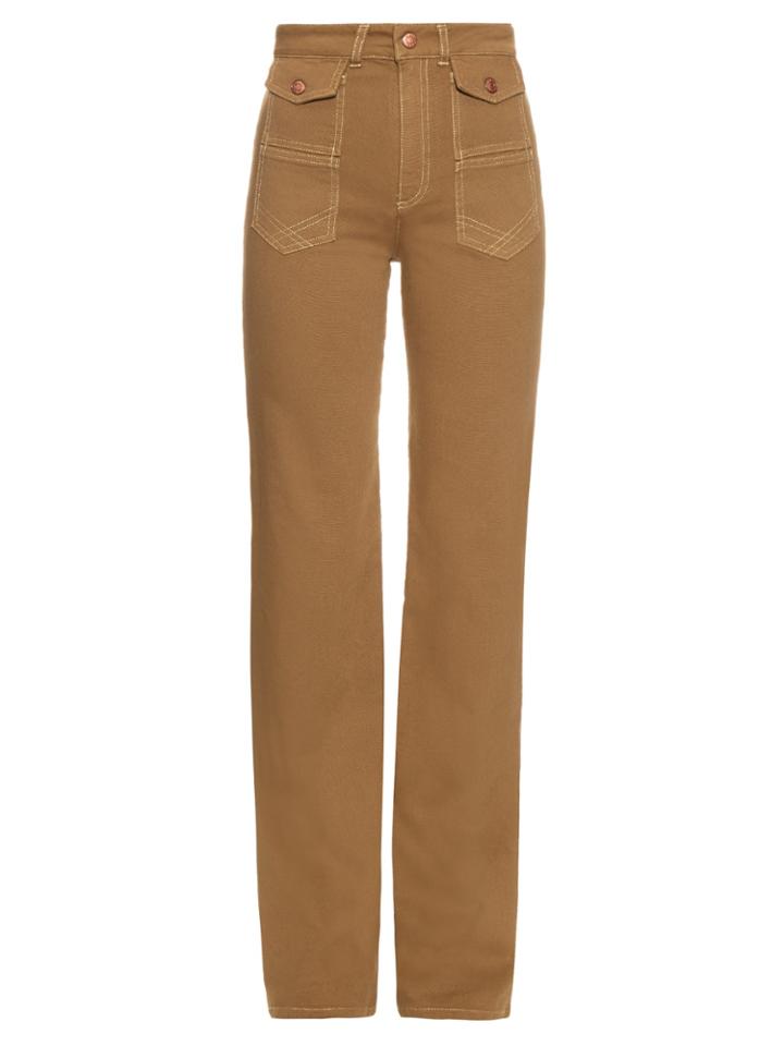 See By Chloé High-rise Flared Cotton-canvas Trousers