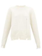 Matchesfashion.com Maison Margiela - Distressed Wool Sweater - Womens - Ivory