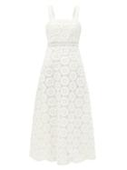 Matchesfashion.com Zimmermann - Bells Linen-blend Guipure-lace Midi Dress - Womens - Ivory