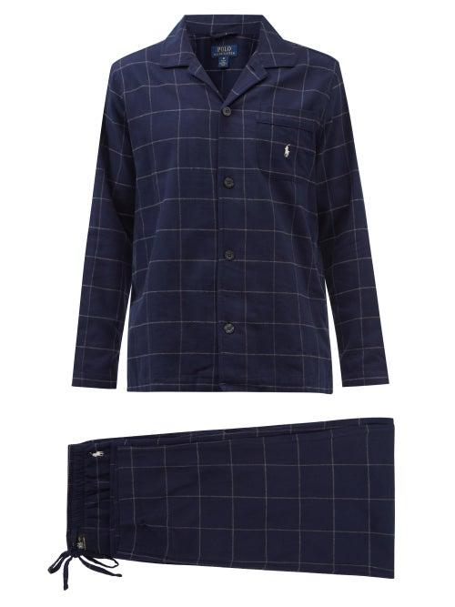 Polo Ralph Lauren - Logo-embroidered Check Cotton-flannel Pyjamas - Mens - Navy