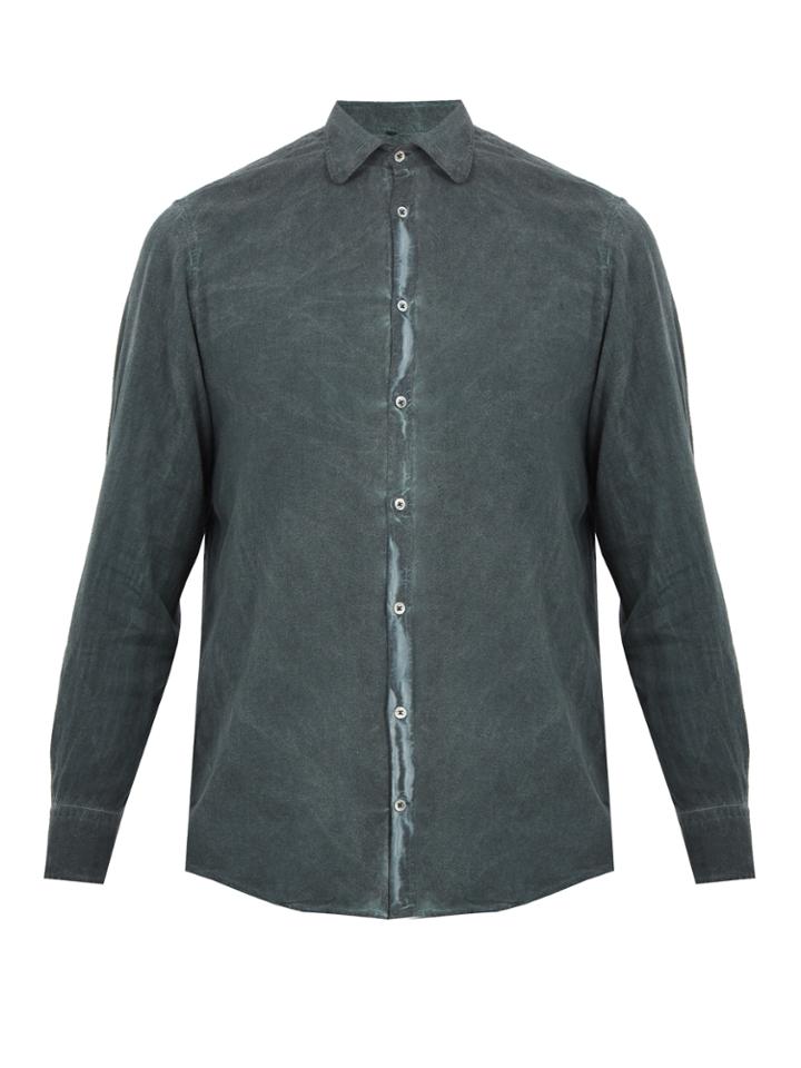 Massimo Alba Spread-collar Brushed-twill Shirt