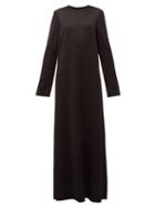 Matchesfashion.com Raey - Crew-neck Textured-satin Maxi Dress - Womens - Black