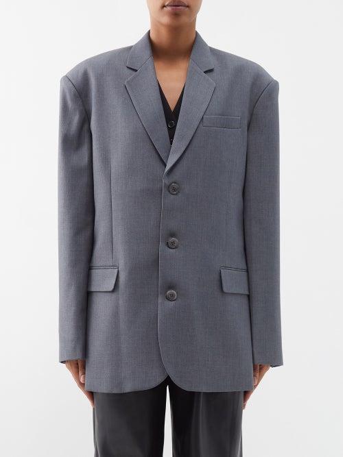 The Frankie Shop - Gelso Oversized Tencel-blend Blazer - Womens - Dark Grey