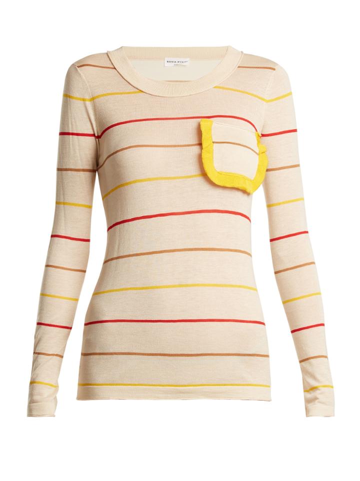 Sonia Rykiel Ruffle-trim Striped Sweater