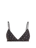 Matchesfashion.com Asceno - Polka Dot Print Triangle Bikini Top - Womens - Black White