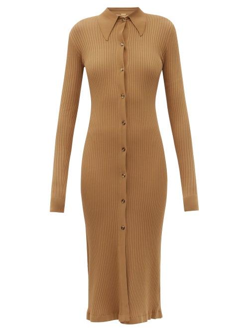 Matchesfashion.com Dodo Bar Or - Ella Ribbed Midi Dress - Womens - Brown