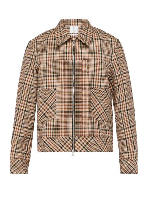 Matchesfashion.com Deveaux - Checked Single Breasted Cotton Jacket - Mens - Beige Multi