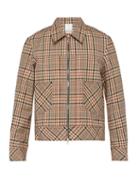 Matchesfashion.com Deveaux - Checked Single Breasted Cotton Jacket - Mens - Beige Multi