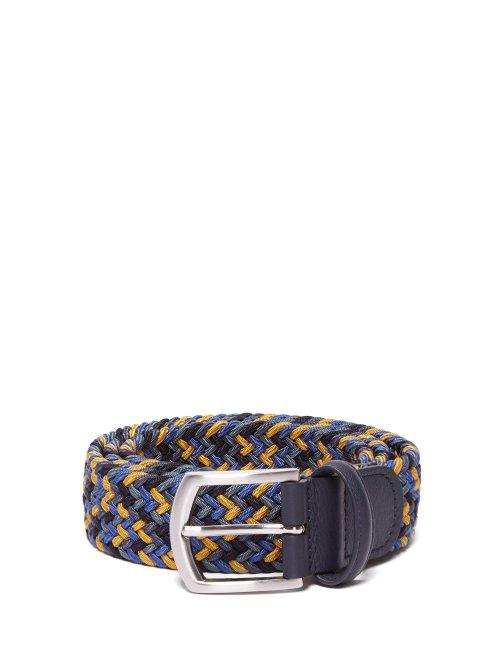 Matchesfashion.com Anderson's - Woven Elasticated Belt - Mens - Blue Multi
