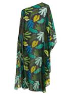 Kalmar Asymmetric Palm-print Silk Cover Up