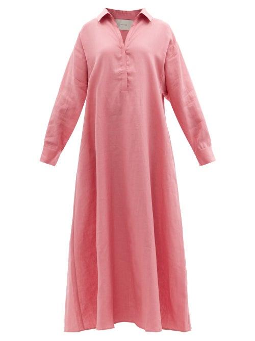 Ladies Beachwear Asceno - Porto Organic-linen Shirt Dress - Womens - Dusty Pink