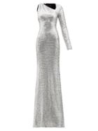 David Koma - One-sleeved Sequinned Gown - Womens - Silver