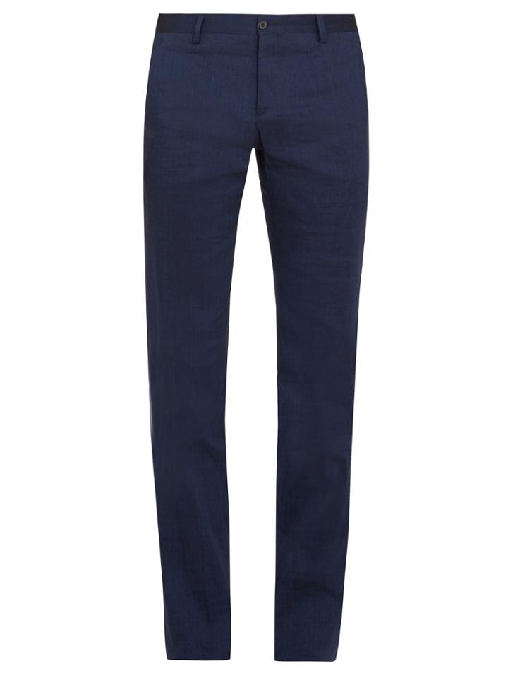 Giorgio Armani Slim-leg Stretch Linen-blend Trousers