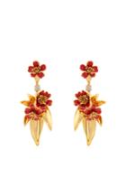Oscar De La Renta Delicate Flower Gold-plated Drop Clip-on Earrings